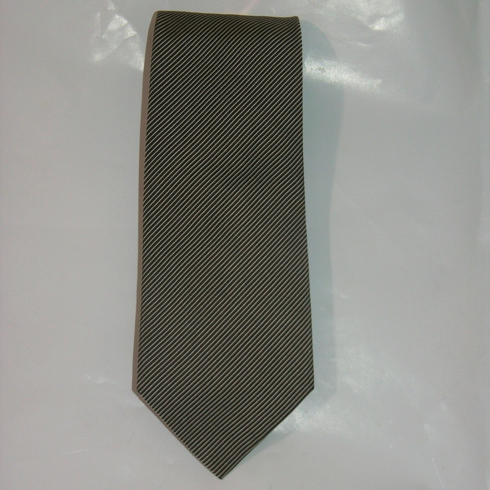 Edgar Pomeroy Bespoke Gray Gabardine Stripe Wide Silk Tie